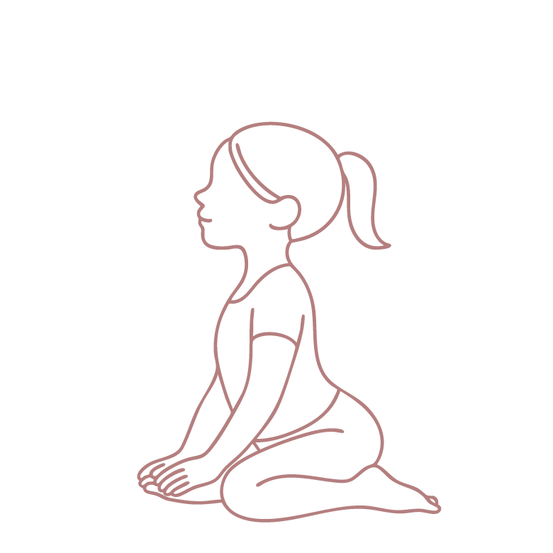 Illustration d’une fillette en posture de yoga, pratique ludique et apaisante pour enfants.